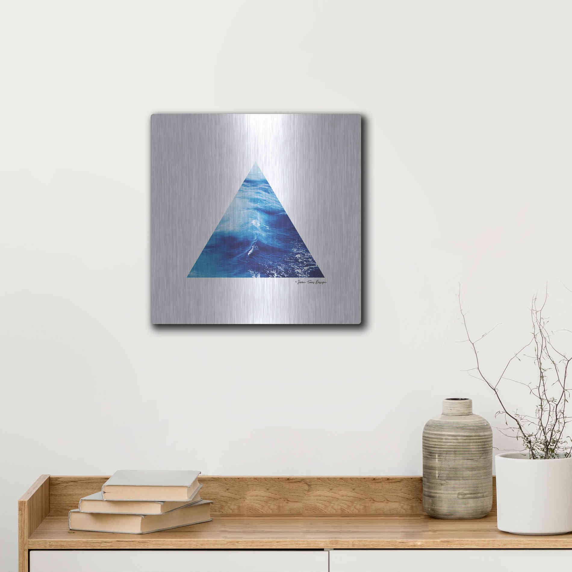 Luxe Metal Art 'Ocean Triangle' by Seven Trees Design, Metal Wall Art,12x12