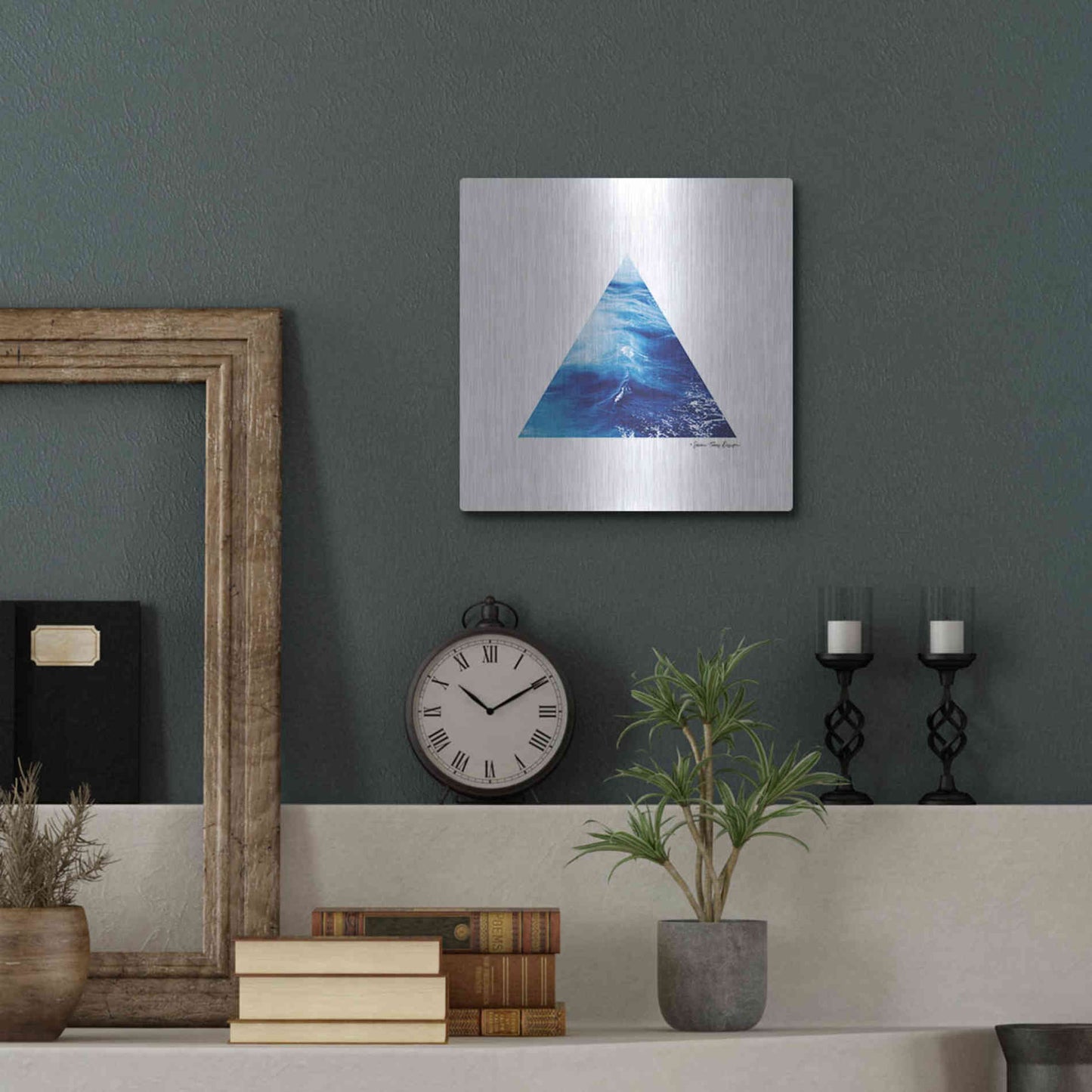 Luxe Metal Art 'Ocean Triangle' by Seven Trees Design, Metal Wall Art,12x12