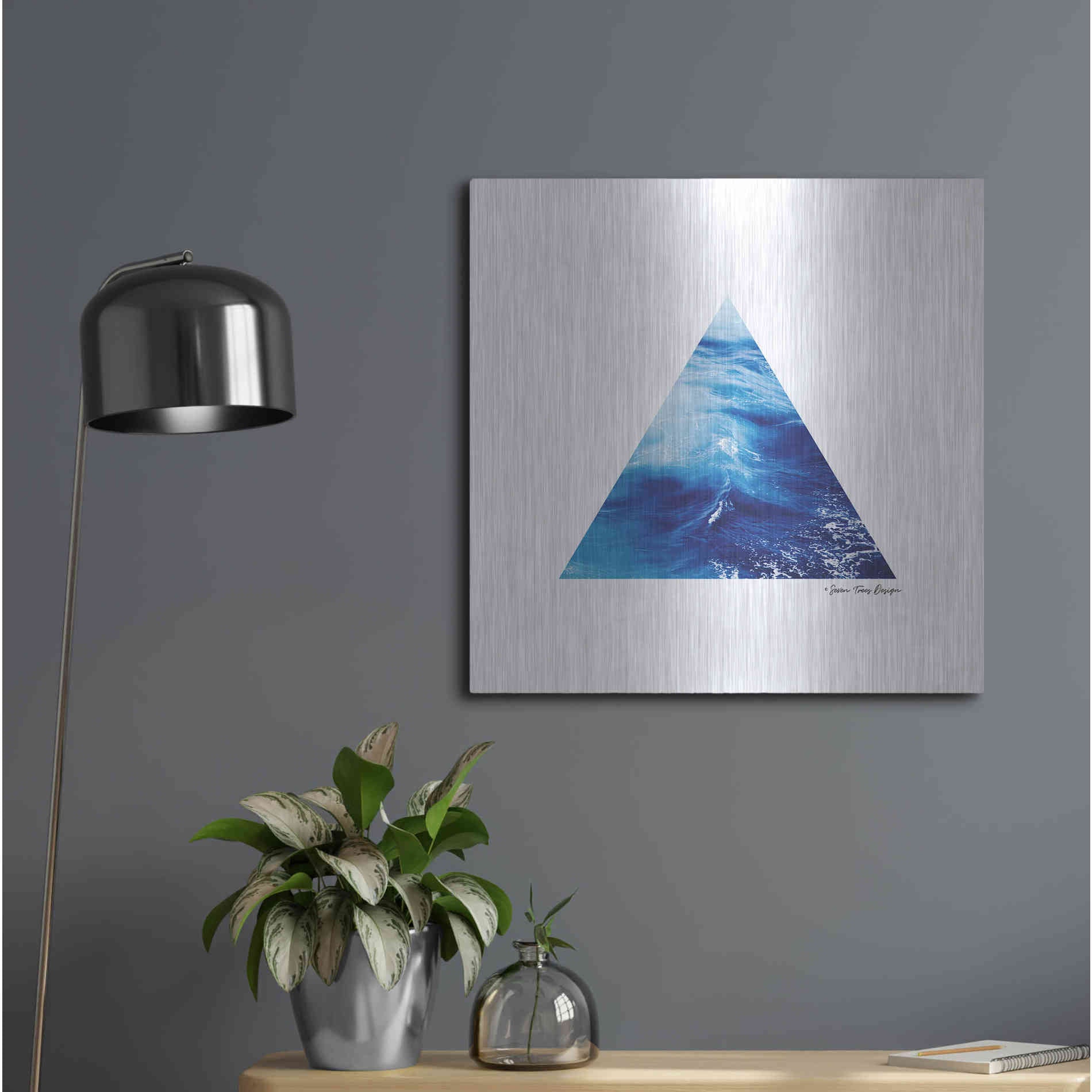 Luxe Metal Art 'Ocean Triangle' by Seven Trees Design, Metal Wall Art,24x24