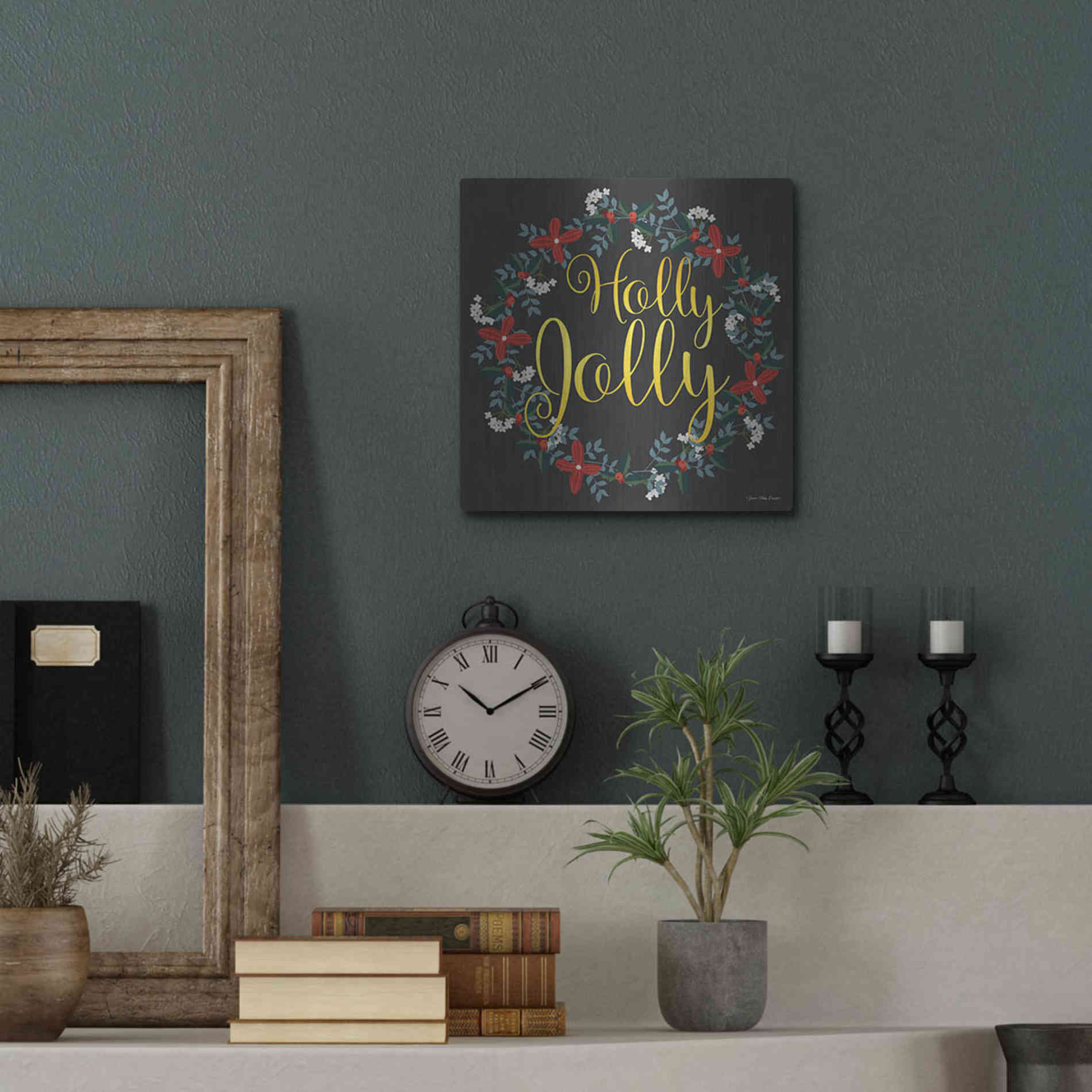 Luxe Metal Art 'Holly Jolly Wreath' by Seven Trees Design, Metal Wall Art,12x12