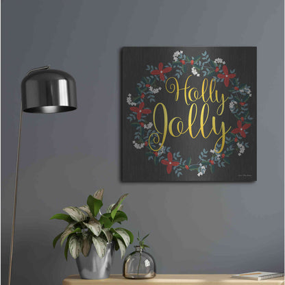 Luxe Metal Art 'Holly Jolly Wreath' by Seven Trees Design, Metal Wall Art,24x24