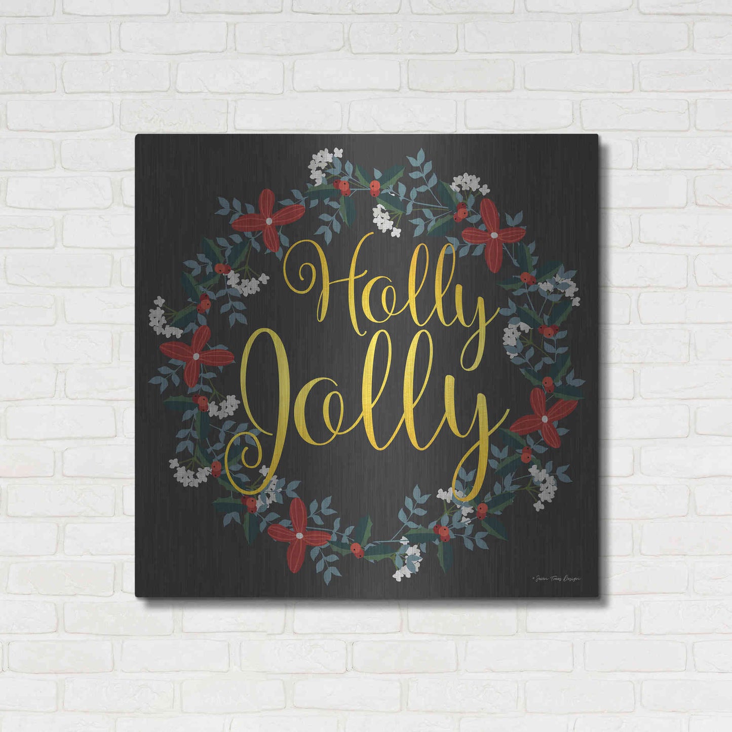 Luxe Metal Art 'Holly Jolly Wreath' by Seven Trees Design, Metal Wall Art,36x36