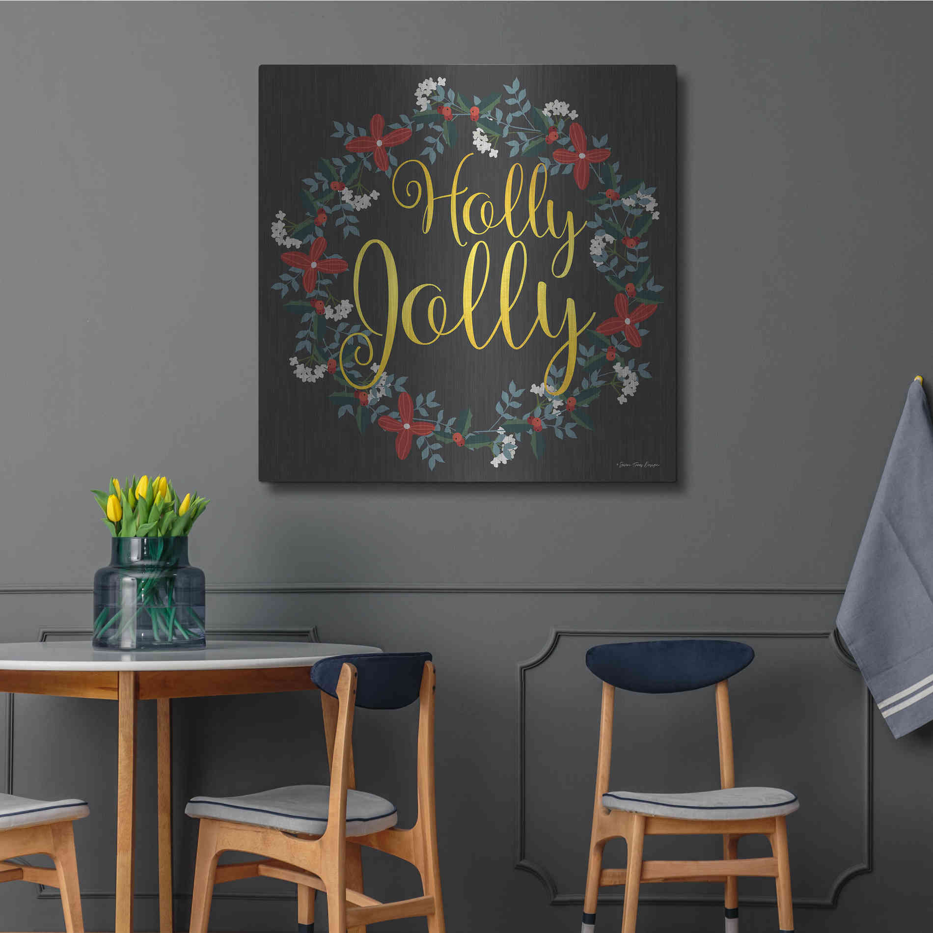 Luxe Metal Art 'Holly Jolly Wreath' by Seven Trees Design, Metal Wall Art,36x36