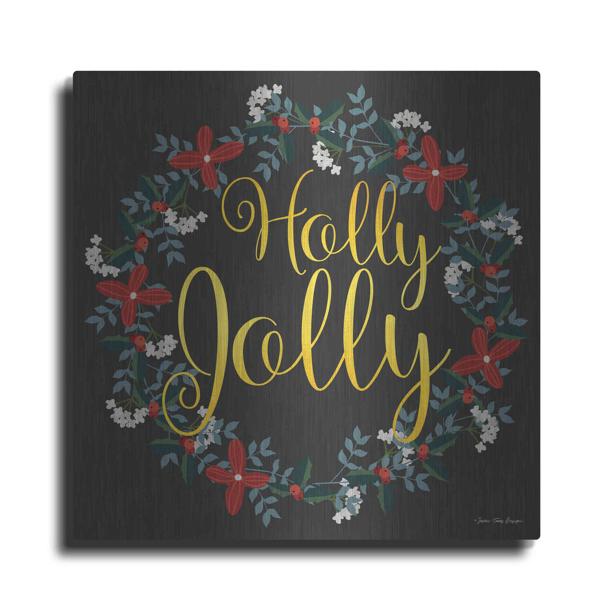 Luxe Metal Art 'Holly Jolly Wreath' by Seven Trees Design, Metal Wall Art