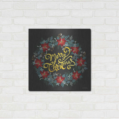 Luxe Metal Art 'Merry Christmas Wreath' by Seven Trees Design, Metal Wall Art,24x24