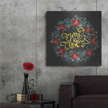 Luxe Metal Art 'Merry Christmas Wreath' by Seven Trees Design, Metal Wall Art,36x36