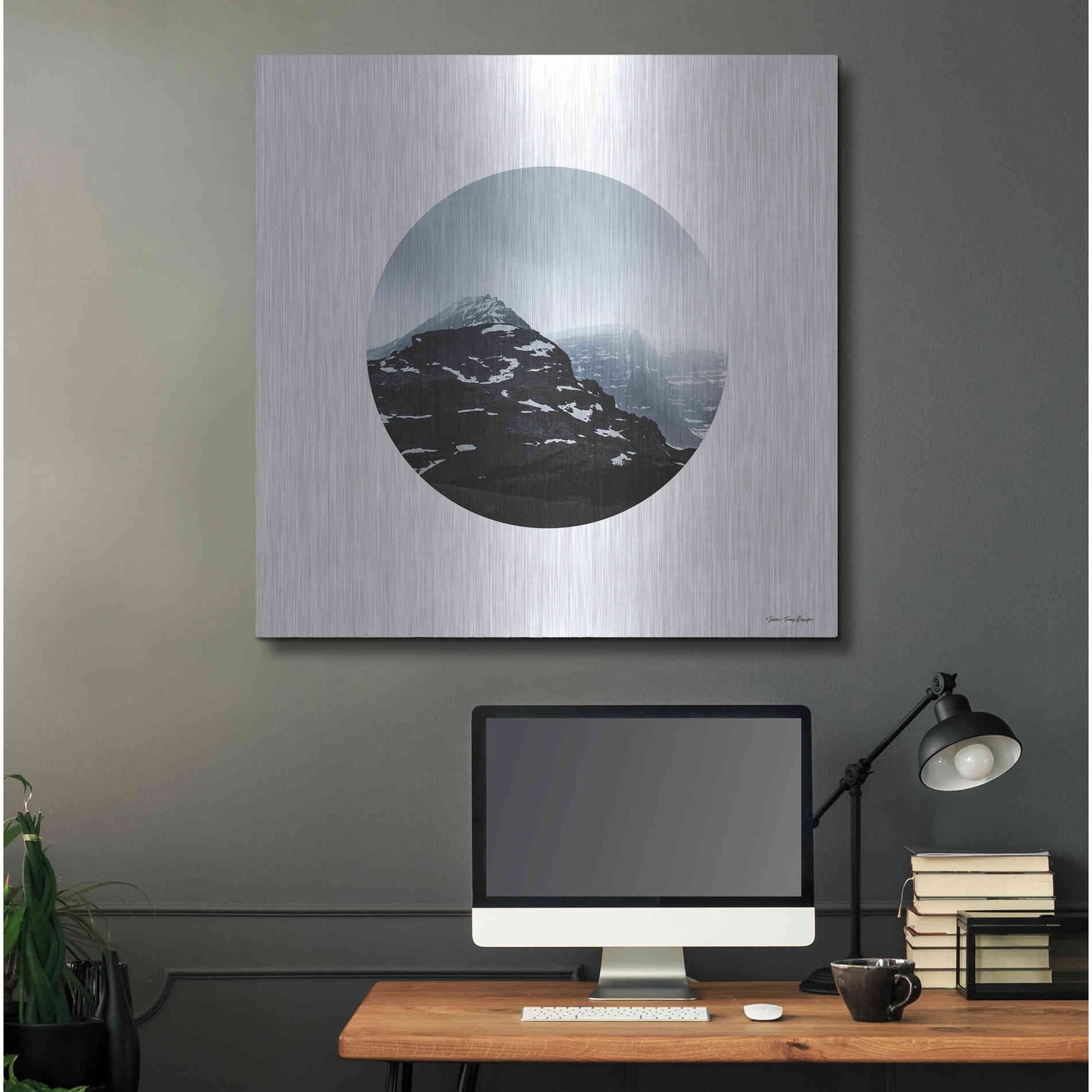 Luxe Metal Art 'Snow Mountains' by Seven Trees Design, Metal Wall Art,36x36