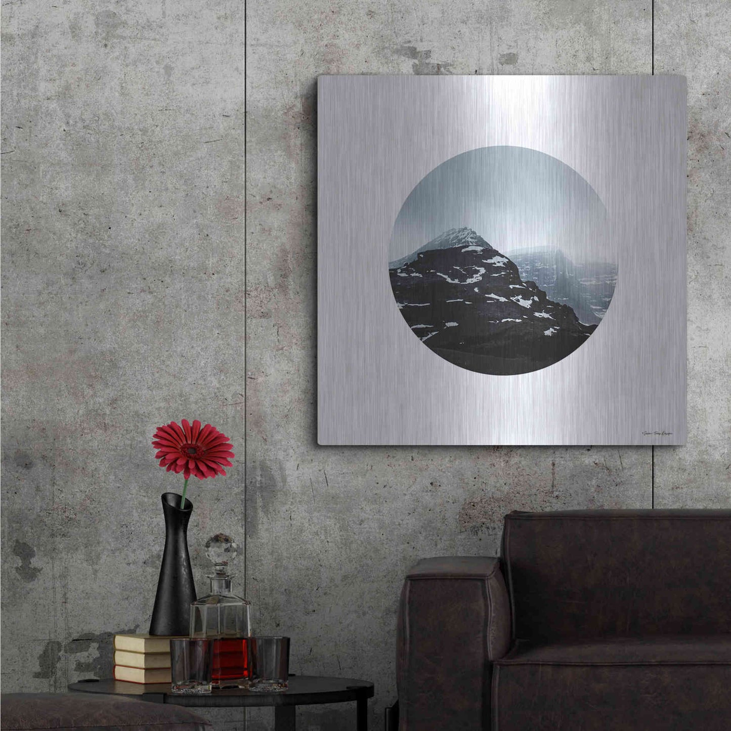 Luxe Metal Art 'Snow Mountains' by Seven Trees Design, Metal Wall Art,36x36