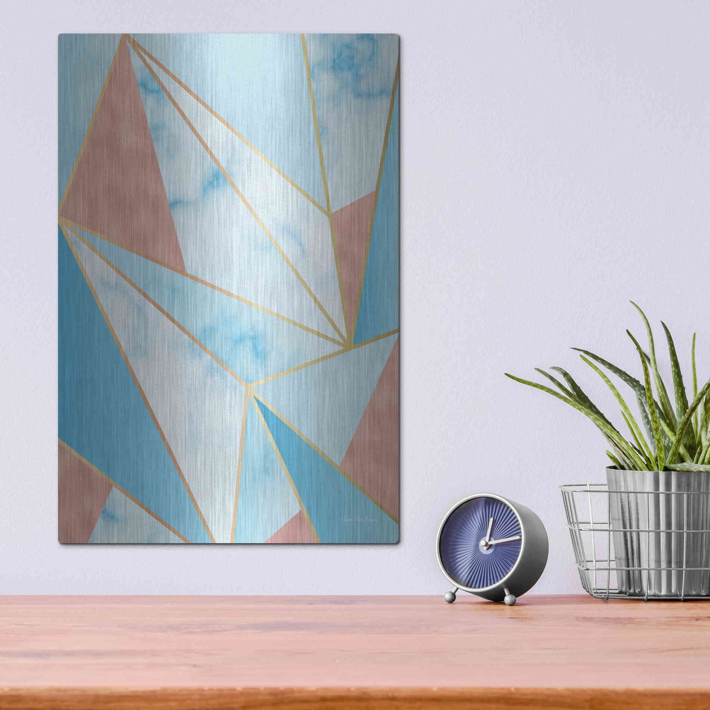 Luxe Metal Art 'Geometric Sky' by Seven Trees Design, Metal Wall Art,12x16