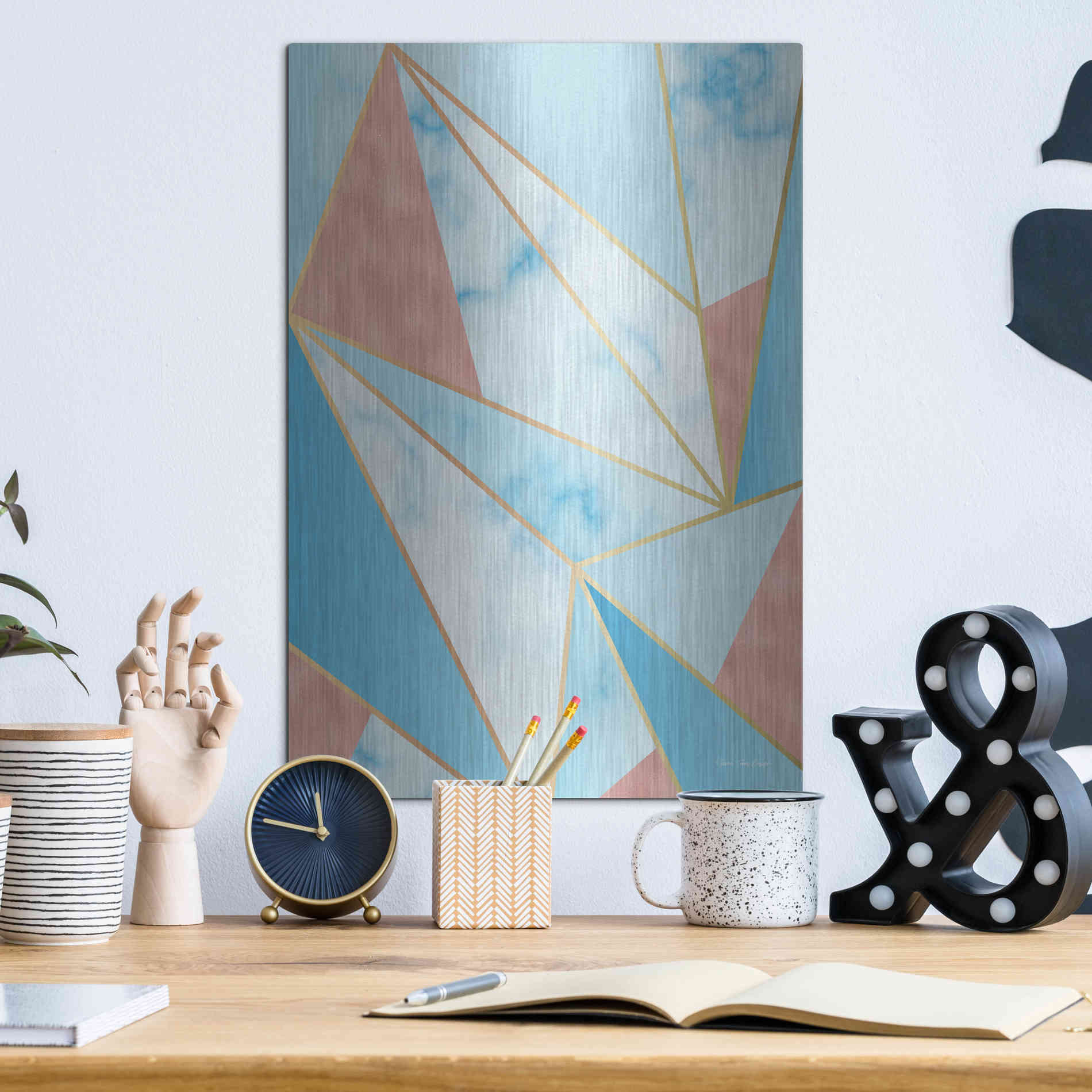 Luxe Metal Art 'Geometric Sky' by Seven Trees Design, Metal Wall Art,12x16