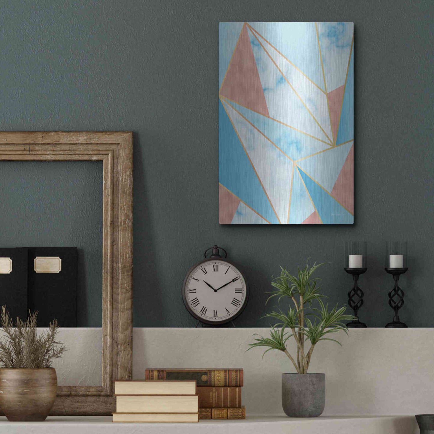 Luxe Metal Art 'Geometric Sky' by Seven Trees Design, Metal Wall Art,12x16