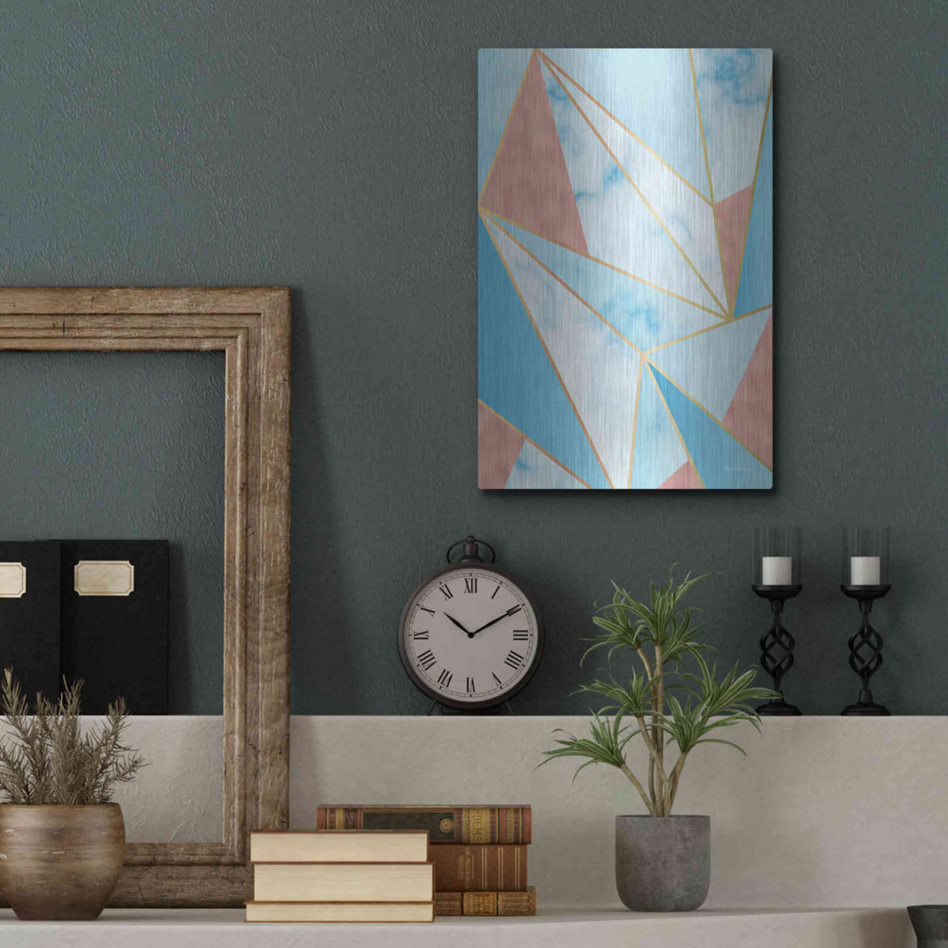 Luxe Metal Art 'Geometric Sky' by Seven Trees Design, Metal Wall Art,12x16