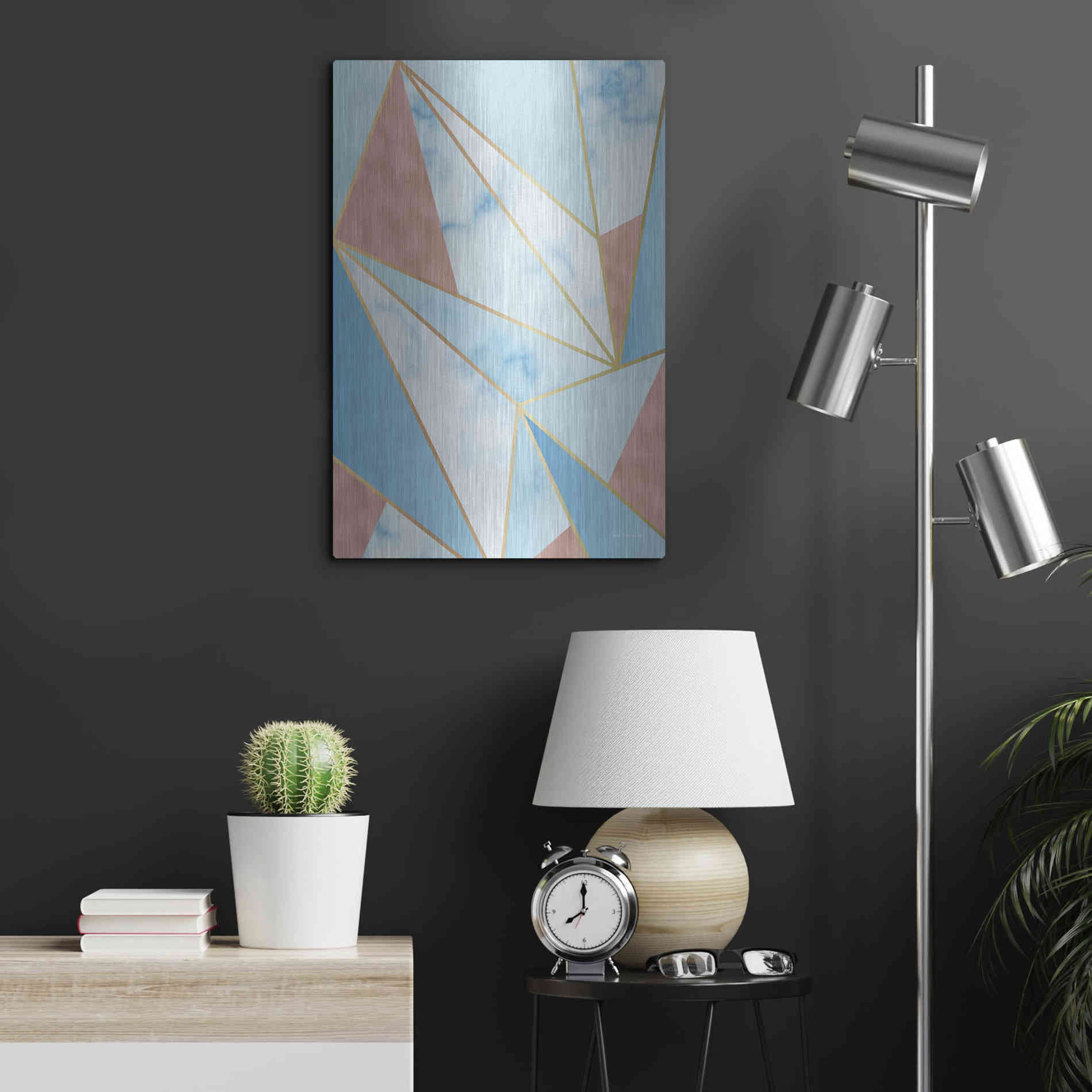 Luxe Metal Art 'Geometric Sky' by Seven Trees Design, Metal Wall Art,16x24