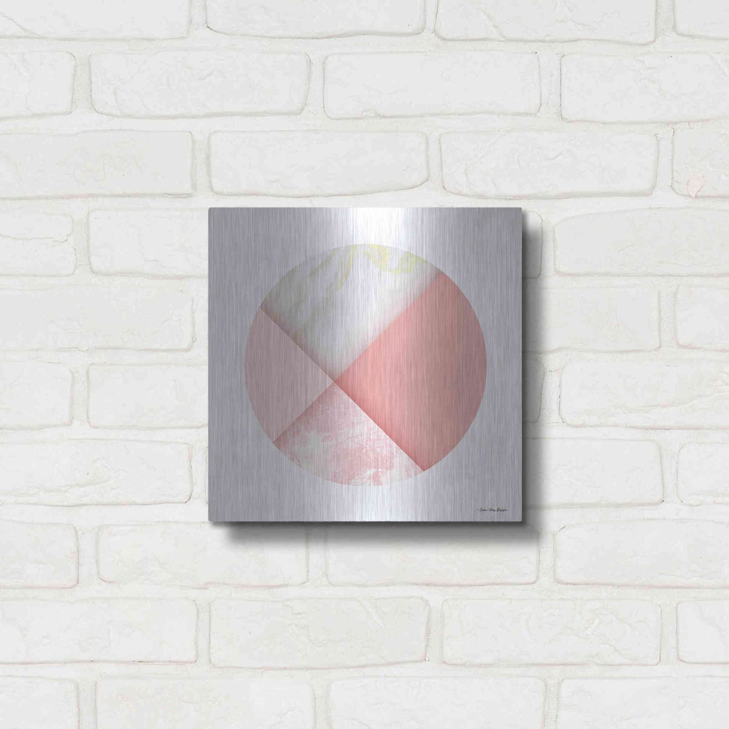 Luxe Metal Art 'Pink Marble Circle I' by Seven Trees Design, Metal Wall Art,12x12