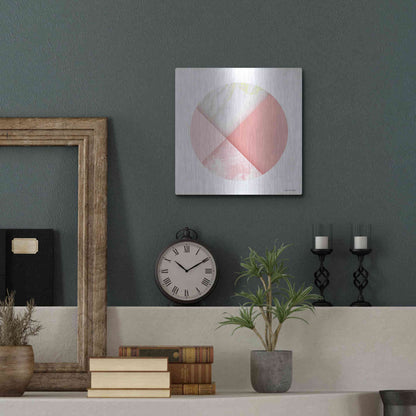 Luxe Metal Art 'Pink Marble Circle I' by Seven Trees Design, Metal Wall Art,12x12