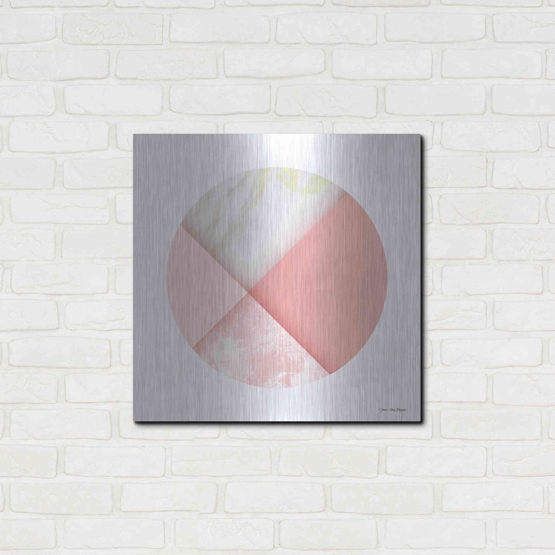 Luxe Metal Art 'Pink Marble Circle I' by Seven Trees Design, Metal Wall Art,24x24