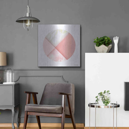 Luxe Metal Art 'Pink Marble Circle I' by Seven Trees Design, Metal Wall Art,24x24