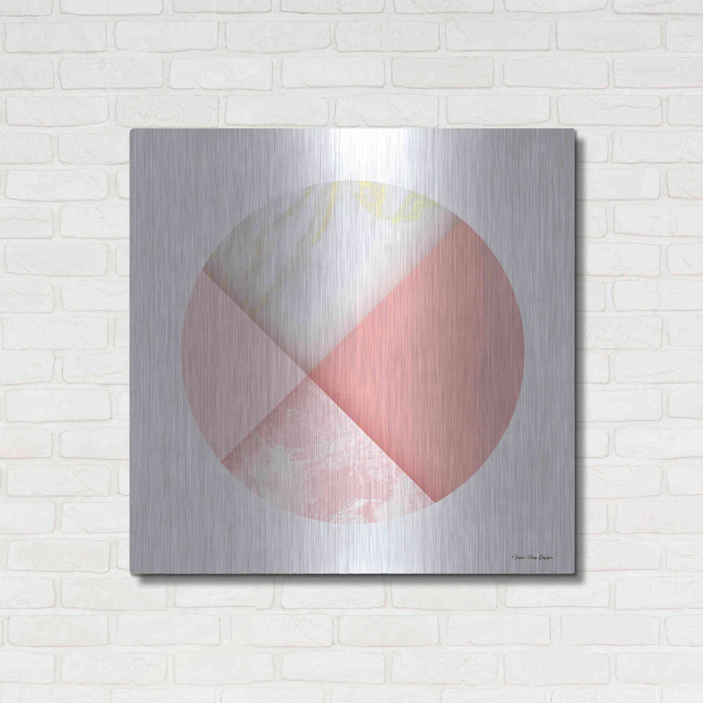 Luxe Metal Art 'Pink Marble Circle I' by Seven Trees Design, Metal Wall Art,36x36