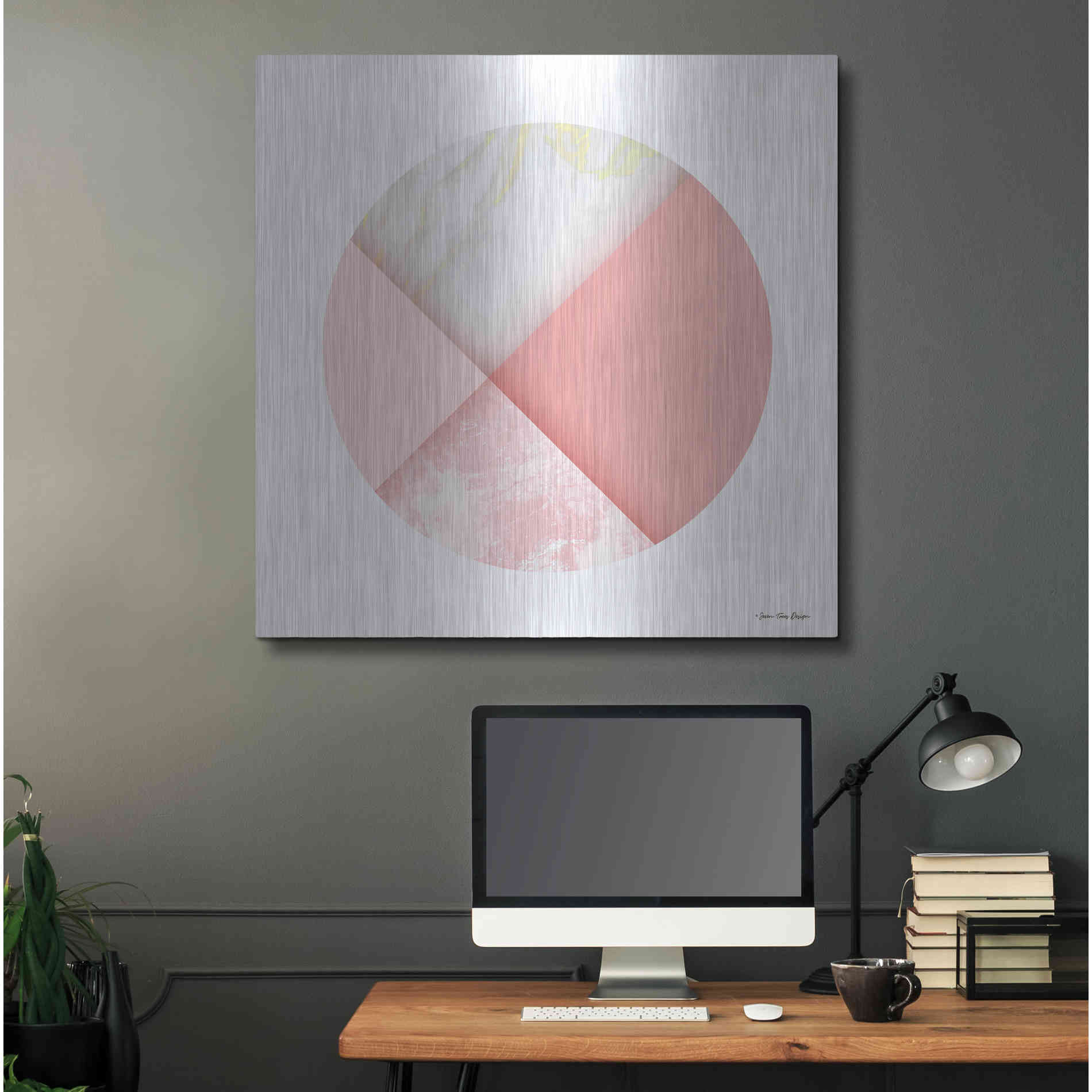 Luxe Metal Art 'Pink Marble Circle I' by Seven Trees Design, Metal Wall Art,36x36