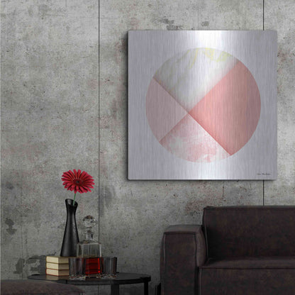 Luxe Metal Art 'Pink Marble Circle I' by Seven Trees Design, Metal Wall Art,36x36