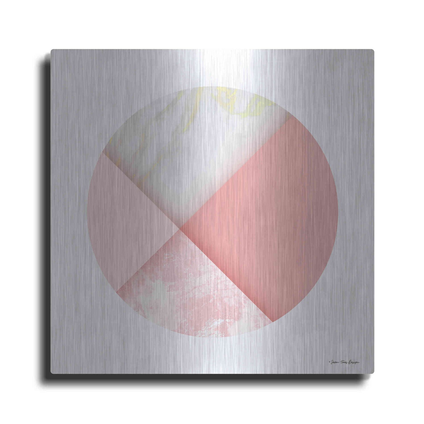 Luxe Metal Art 'Pink Marble Circle I' by Seven Trees Design, Metal Wall Art