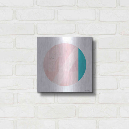 Luxe Metal Art 'Pink Marble Circle II' by Seven Trees Design, Metal Wall Art,12x12