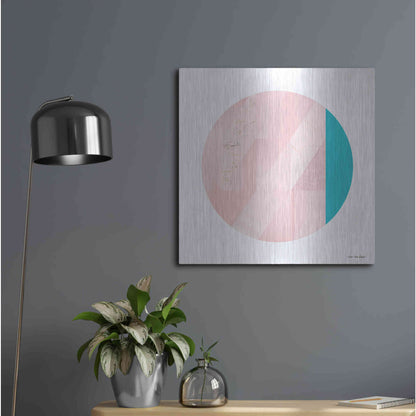 Luxe Metal Art 'Pink Marble Circle II' by Seven Trees Design, Metal Wall Art,24x24