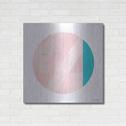 Luxe Metal Art 'Pink Marble Circle II' by Seven Trees Design, Metal Wall Art,36x36