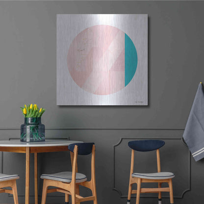 Luxe Metal Art 'Pink Marble Circle II' by Seven Trees Design, Metal Wall Art,36x36