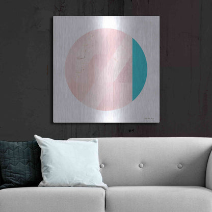 Luxe Metal Art 'Pink Marble Circle II' by Seven Trees Design, Metal Wall Art,36x36