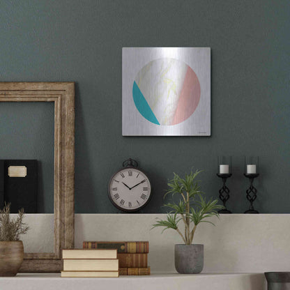 Luxe Metal Art 'Pink Marble Circle III' by Seven Trees Design, Metal Wall Art,12x12