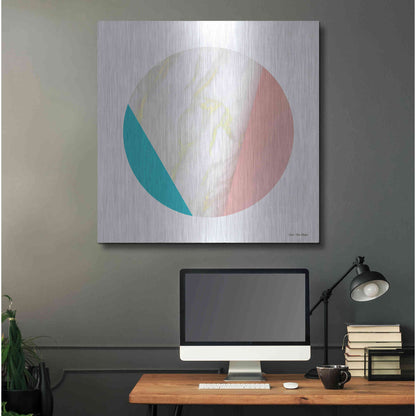 Luxe Metal Art 'Pink Marble Circle III' by Seven Trees Design, Metal Wall Art,36x36