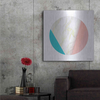 Luxe Metal Art 'Pink Marble Circle III' by Seven Trees Design, Metal Wall Art,36x36