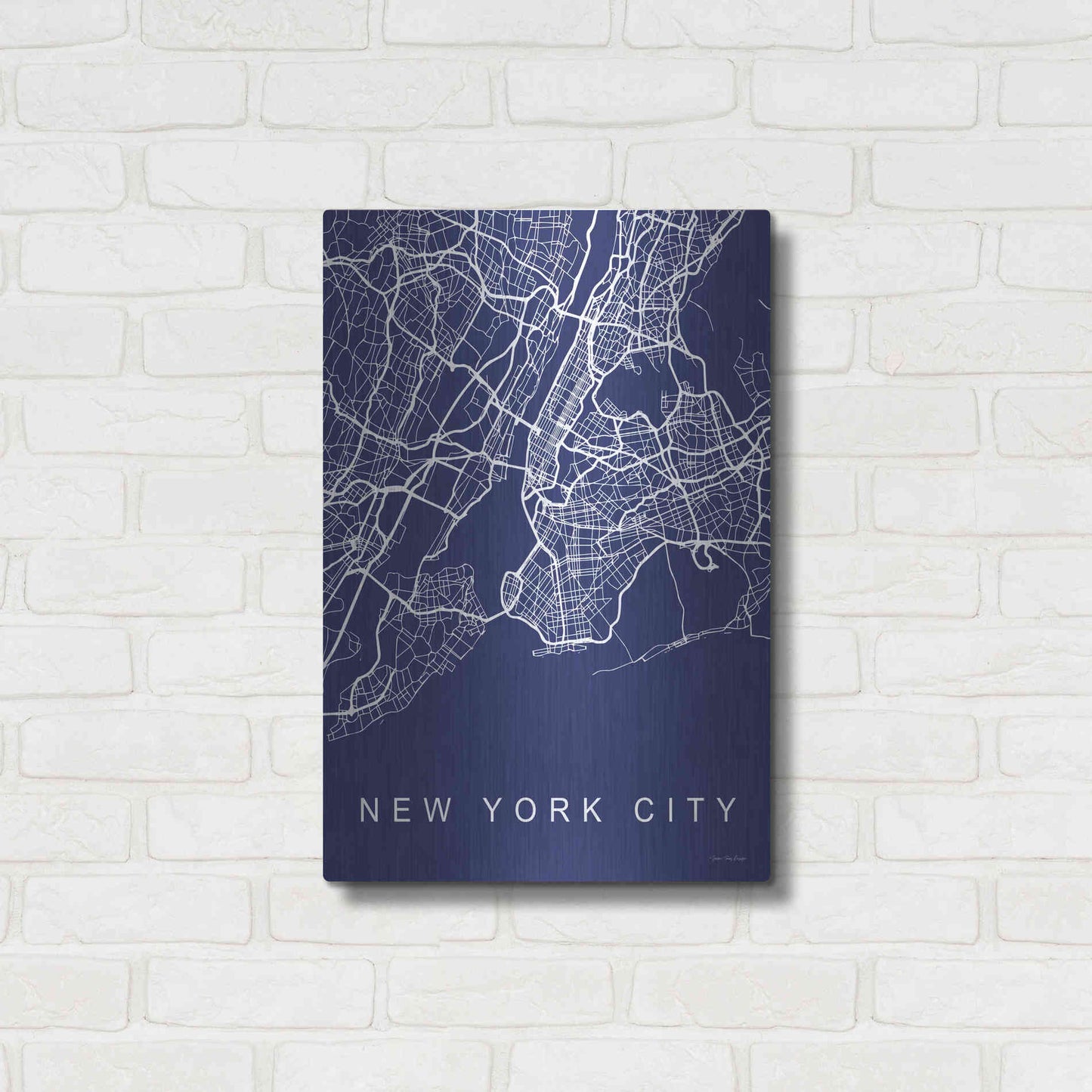 Luxe Metal Art 'NYC Street Blue Map' by Seven Trees Design, Metal Wall Art,16x24