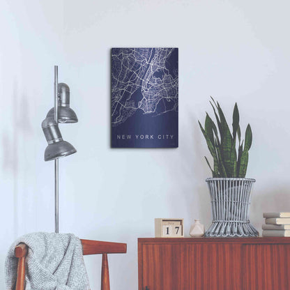 Luxe Metal Art 'NYC Street Blue Map' by Seven Trees Design, Metal Wall Art,16x24
