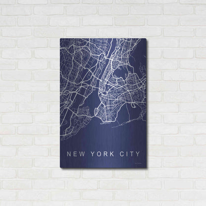 Luxe Metal Art 'NYC Street Blue Map' by Seven Trees Design, Metal Wall Art,24x36