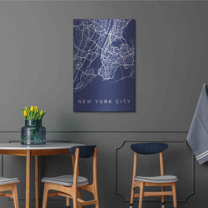 Luxe Metal Art 'NYC Street Blue Map' by Seven Trees Design, Metal Wall Art,24x36