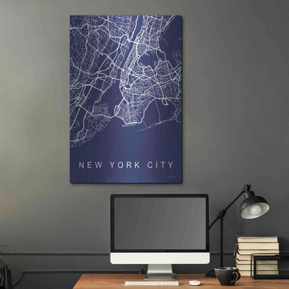 Luxe Metal Art 'NYC Street Blue Map' by Seven Trees Design, Metal Wall Art,24x36