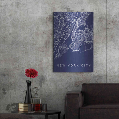 Luxe Metal Art 'NYC Street Blue Map' by Seven Trees Design, Metal Wall Art,24x36