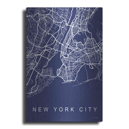 Luxe Metal Art 'NYC Street Blue Map' by Seven Trees Design, Metal Wall Art