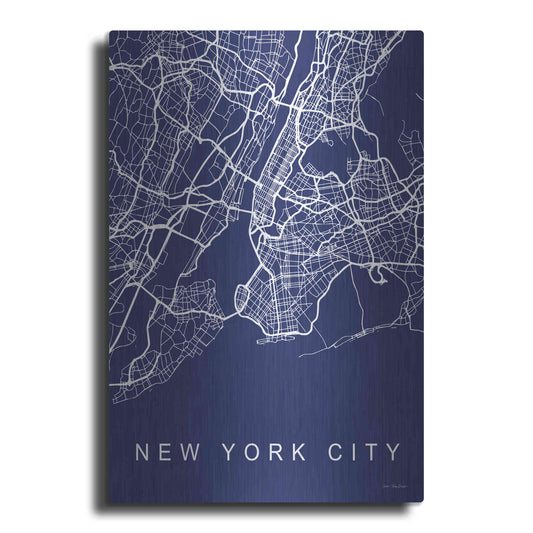 Luxe Metal Art 'NYC Street Blue Map' by Seven Trees Design, Metal Wall Art