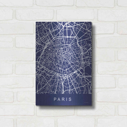 Luxe Metal Art 'Paris Street Blue Map' by Seven Trees Design, Metal Wall Art,12x16