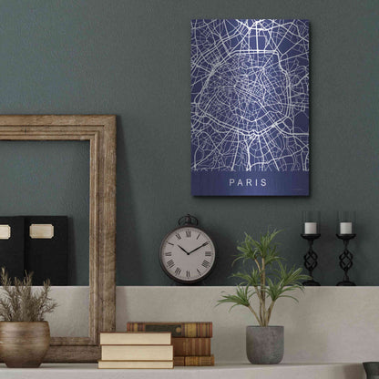 Luxe Metal Art 'Paris Street Blue Map' by Seven Trees Design, Metal Wall Art,12x16