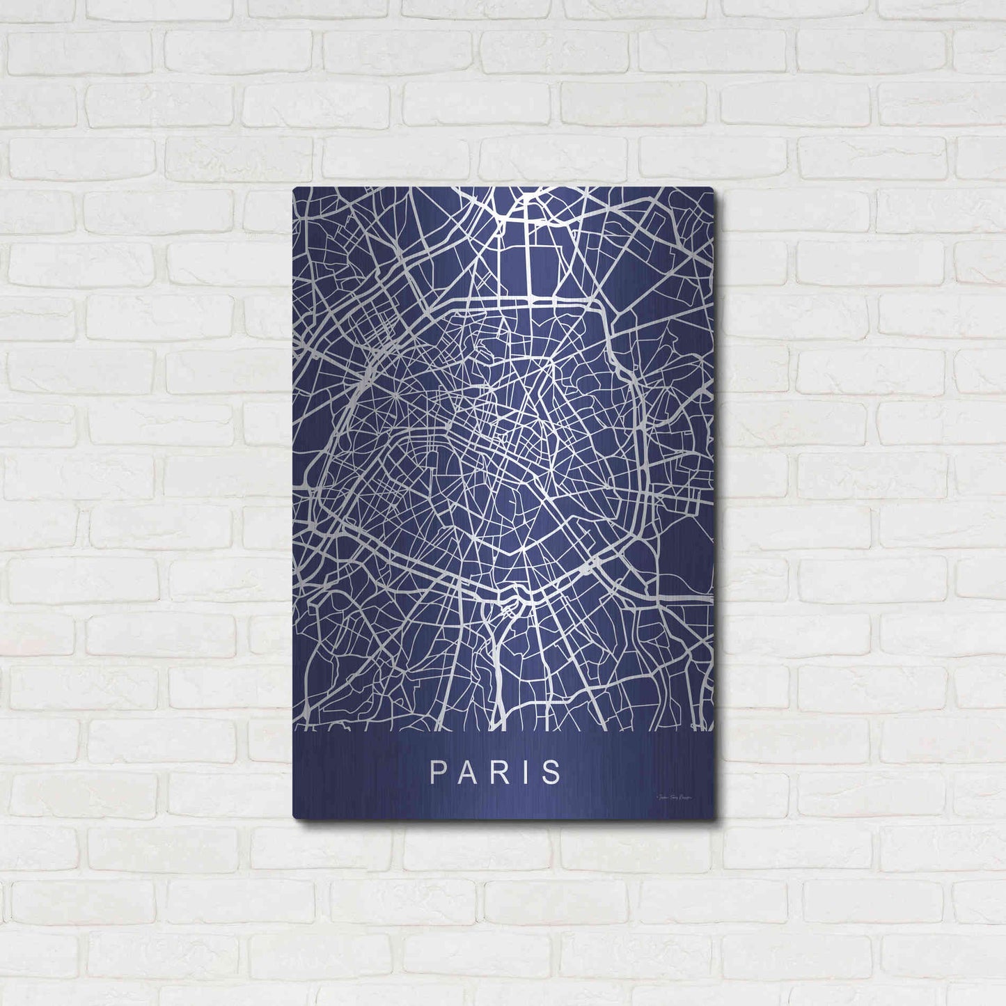 Luxe Metal Art 'Paris Street Blue Map' by Seven Trees Design, Metal Wall Art,24x36