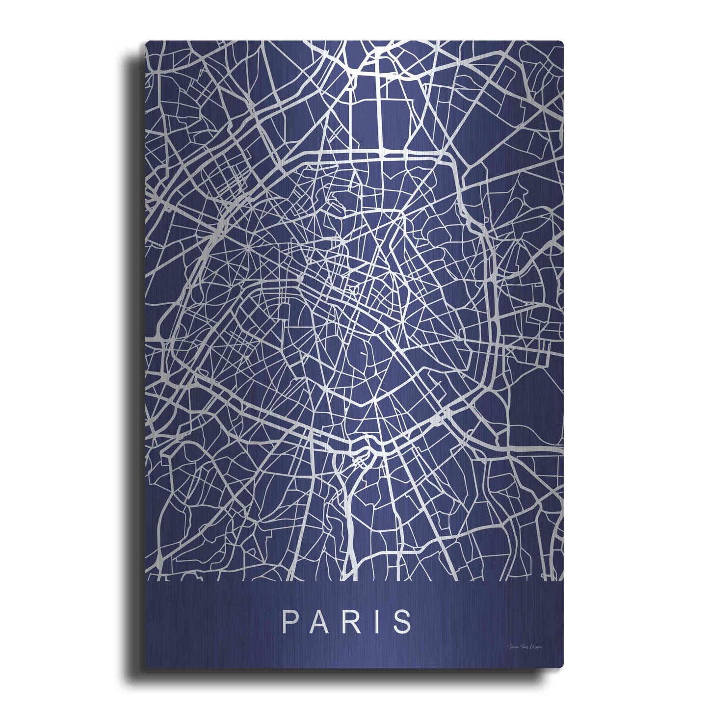 Luxe Metal Art 'Paris Street Blue Map' by Seven Trees Design, Metal Wall Art
