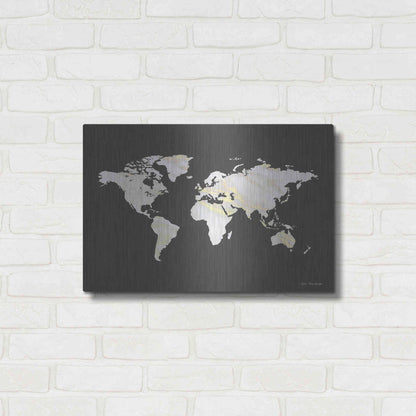 Luxe Metal Art 'Marble Gold World Map' by Seven Trees Design, Metal Wall Art,24x16