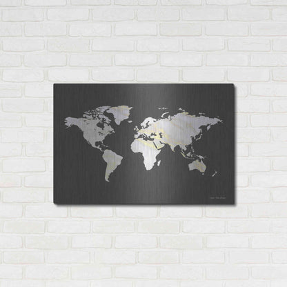 Luxe Metal Art 'Marble Gold World Map' by Seven Trees Design, Metal Wall Art,36x24