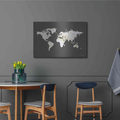 Luxe Metal Art 'Marble Gold World Map' by Seven Trees Design, Metal Wall Art,36x24