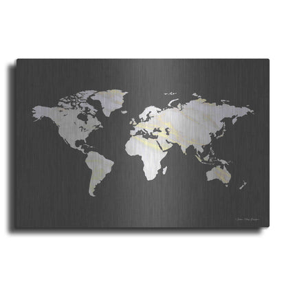 Luxe Metal Art 'Marble Gold World Map' by Seven Trees Design, Metal Wall Art