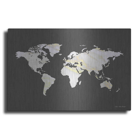 Luxe Metal Art 'Marble Gold World Map' by Seven Trees Design, Metal Wall Art